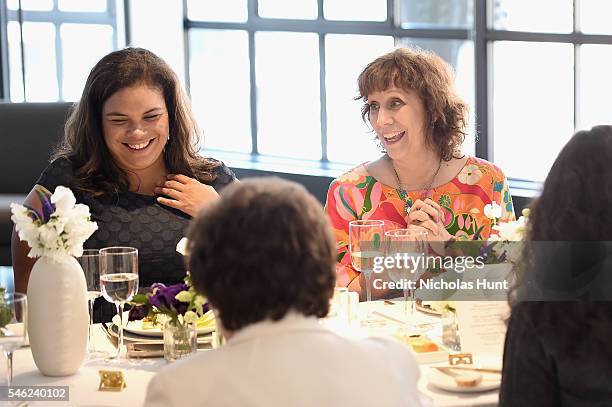 Crystal Patterson of Facebook and comedian Lizz Winstead attend a luncheon hosted by Glamour and Facebook to discuss the 2016 election at Samsung 837...