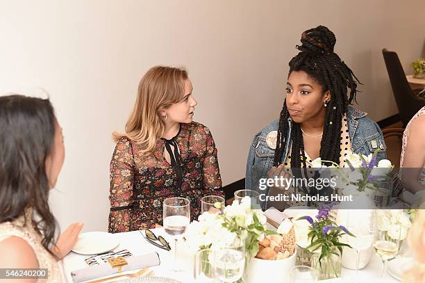 Actors Morgan Saylor and Jessica Williams attend a luncheon hosted by Glamour and Facebook to discuss the 2016 election at Samsung 837 in NYC on July...