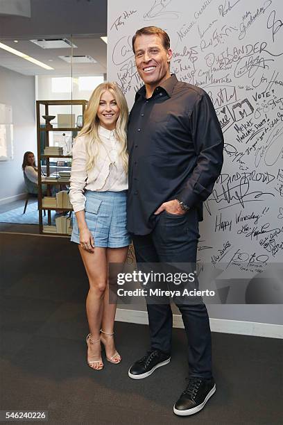 Actress Julianne Hough and motivational speaker Tony Robbins visit AOL Build Speaker Series at AOL HQ on July 11, 2016 in New York City.