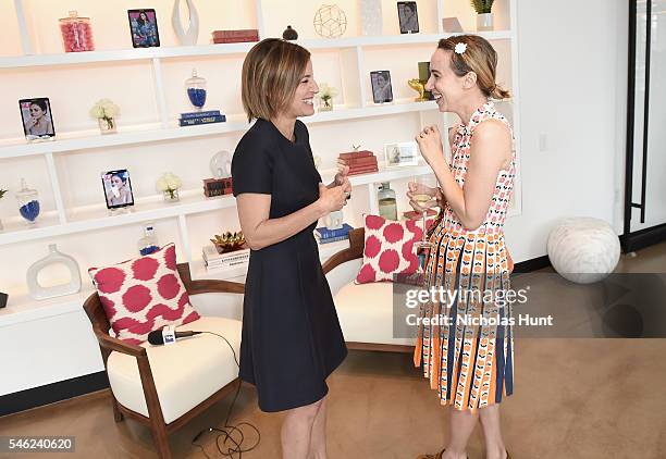 Glamour editor in chief Cindi Leive and actress Zoe Kazan attend a luncheon hosted by Glamour and Facebook to discuss the 2016 election at Samsung...