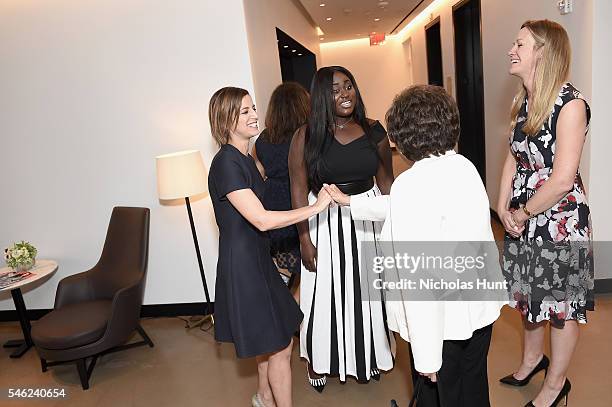 Cindi Leive, Danielle Brooks, Nita Lowey and Wendy Naugle attend a luncheon hosted by Glamour and Facebook to discuss the 2016 election at Samsung...
