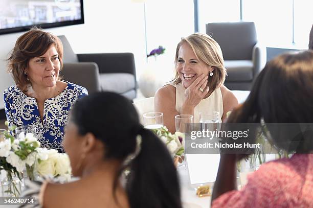 Atlantic Council Ambassador at Large, Capricia Marshall and journalist Katie Couric attend a luncheon hosted by Glamour and Facebook to discuss the...