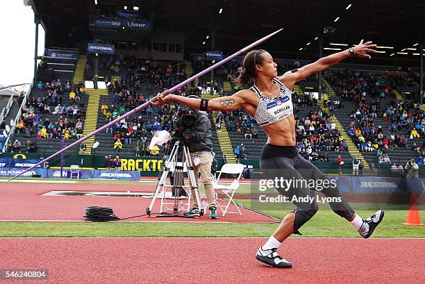 Chantae McMillan competes in the Women's Heptathlon Javelin Throw during the 2016 U.S. Olympic Track & Field Team Trials at Hayward Field on July 10,...