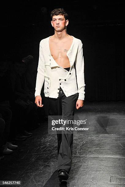 Model walks the runway during the Linder Presentation at Dixon Place on July 11, 2016 in New York City.