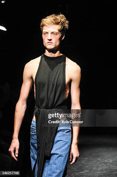 Model walks the runway during the Linder Presentation at Dixon Place on July 11, 2016 in New York City.