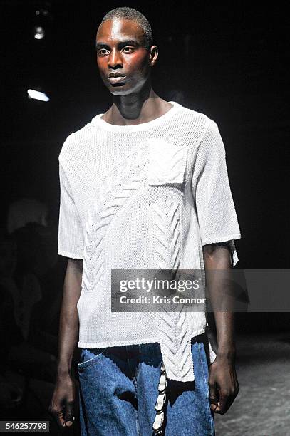 Model walks the runway during the Linder Presentation at Dixon Place on July 11, 2016 in New York City.