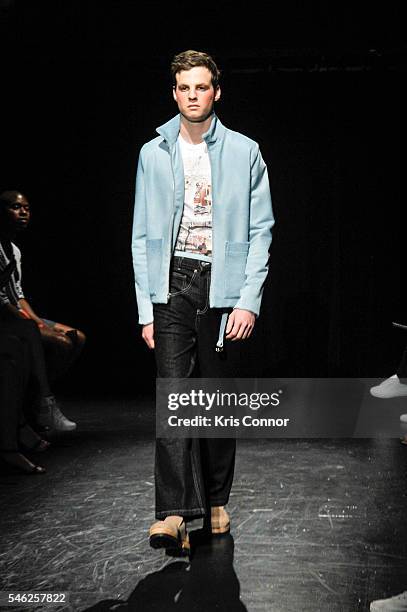 Model walks the runway during the Linder Presentation at Dixon Place on July 11, 2016 in New York City.