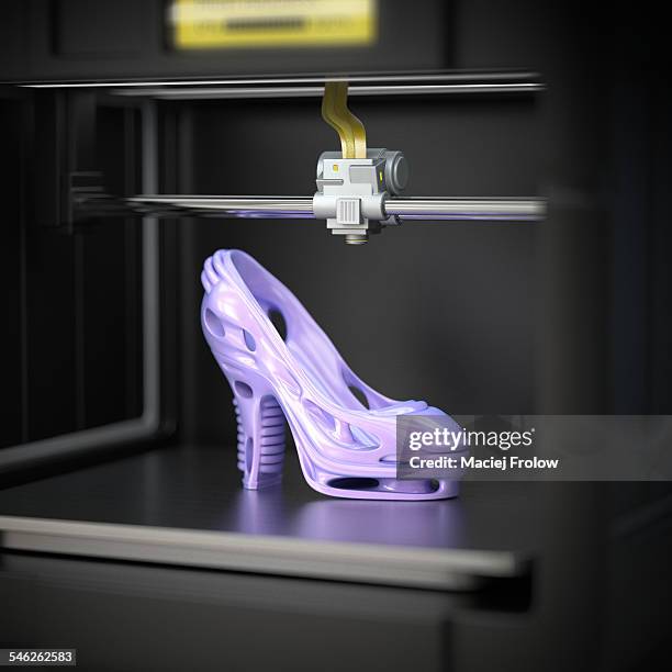shoe created in 3d printer - 3d printing stock illustrations