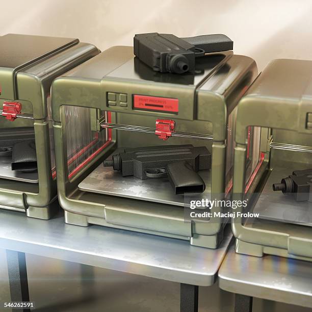 3d printer creating guns. - 3d printer stock illustrations
