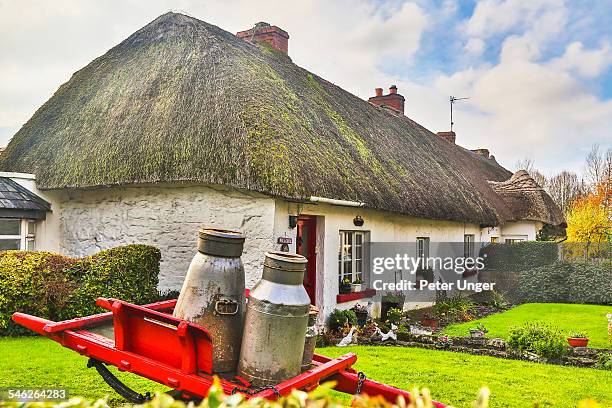 thatched cottages, shops and restaurants - adare ireland stock pictures, royalty-free photos & images