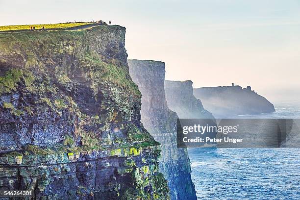 cliffs of moher in county clare - foggy cliffs of moher stock pictures, royalty-free photos & images