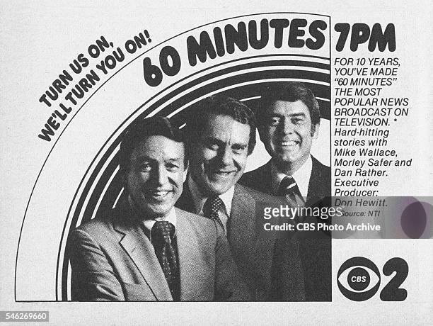 Television advertisement as appeared in the September 23, 1978 issue of TV Guide magazine. An ad for the CBS newsmagazine 60 Minutes, which aired on...