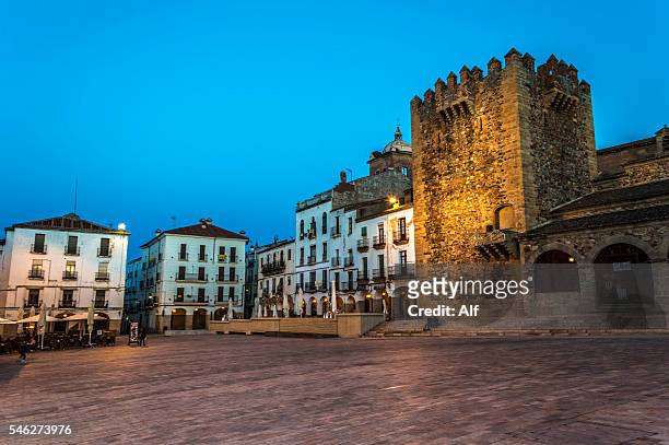 caceres main square - caceres stock pictures, royalty-free photos & images
