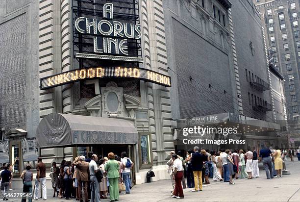 Exterior view of the Shubert Theatre circa 1977 in New York City.