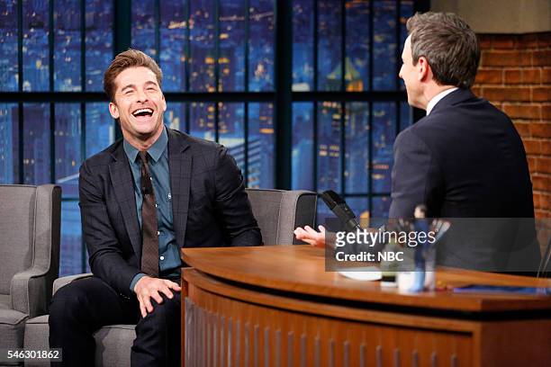 Episode 390 -- Pictured: Actor Scott Speedman during an interview with host Seth Meyers on July 11, 2016 --