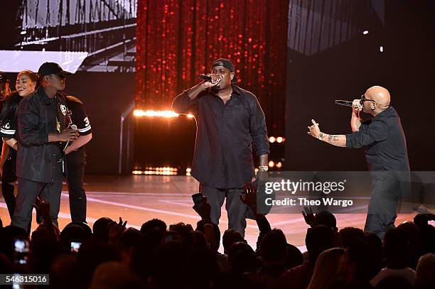 Jadakiss, Sheek Louch, Styles P of The Lox perform onstage during the VH1 Hip Hop Honors: All Hail The Queens at David Geffen Hall on July 11, 2016...