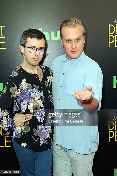 Actors Cole Escola and John Early attends the Hulu Original "Difficult People" premiere at The Metrograph on July 11, 2016 in New York City.