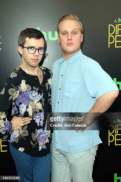 Actors Cole Escola and John Early attends the Hulu Original "Difficult People" premiere at The Metrograph on July 11, 2016 in New York City.