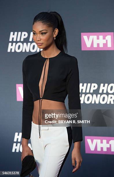 Chanel Iman arrives for "VH1's Hip Hop Honors: All Hail The Queens" on July 11, 2016 at Lincoln Center in New York. / AFP / Bryan R. Smith