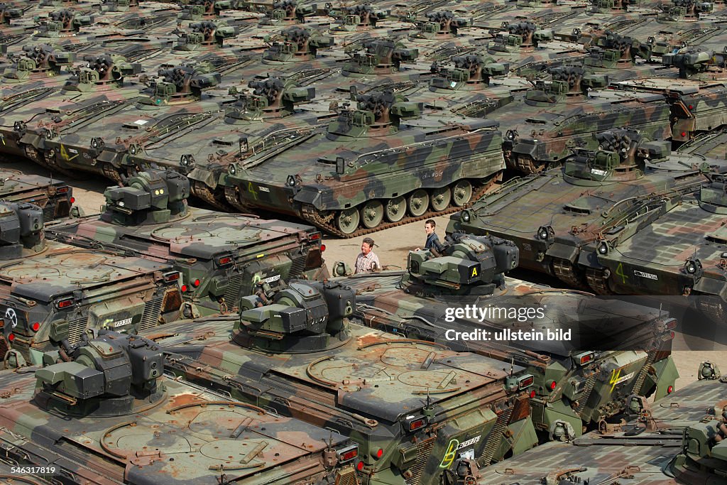 Germany Thuringia Rockensussra - Battle Tank Dismantling GmbH Koch company; specialized in scrapping military vehicles, railways and industrial machines, Marder tanks