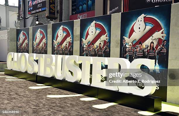 Signage on display at the Premiere of Sony Pictures' "Ghostbusters" at TCL Chinese Theatre on July 9, 2016 in Hollywood, California.