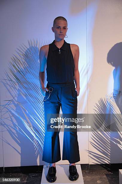 Model poses during the Chapter Presentation during New York Fashion Week: Men's S/S 2017 at Industria Superstudio on July 11, 2016 in New York City.