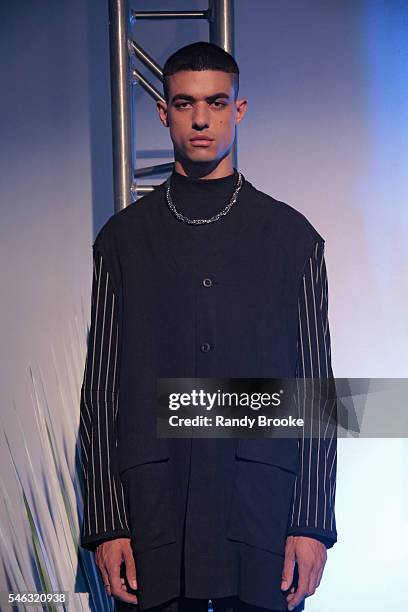 Model poses during the Chapter Presentation during New York Fashion Week: Men's S/S 2017 at Industria Superstudio on July 11, 2016 in New York City.