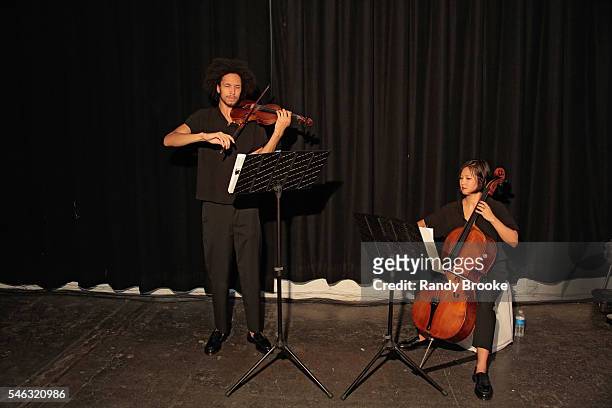 Musicians perform during the Chapter Presentation during New York Fashion Week: Men's S/S 2017 at Industria Superstudio on July 11, 2016 in New York...