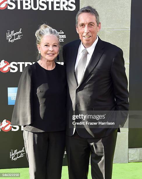 Actress Genevieve Robert and writer/director Ivan Reitman attend the Premiere of Sony Pictures' "Ghostbusters" at TCL Chinese Theatre on July 9, 2016...
