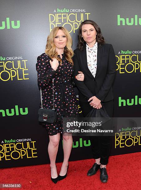 Actors Natasha Lyonne and Clea DuVall attend 'Difficult People' New York Premiere at The Metrograph on July 11, 2016 in New York City.