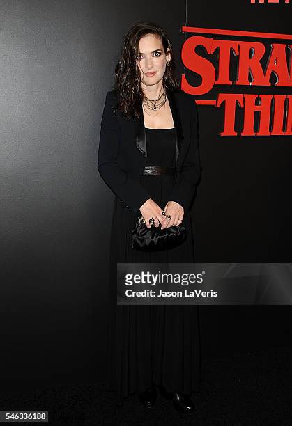 Actress Winona Ryder attends the premiere of "Stranger Things" at Mack Sennett Studios on July 11, 2016 in Los Angeles, California.