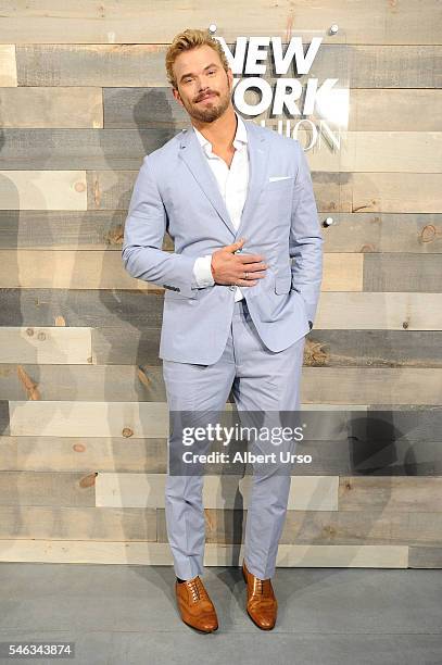 Actor Kellan Lutz attends the CFDA x Cadillac opening night party during New York Fashion Week: Men's Spring/Summer 2017 at Cadillac House on July...