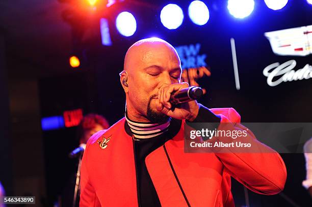 Singer Common performes at the CFDA x Cadillac opening night party during New York Fashion Week: Men's Spring/Summer 2017 at Cadillac House on July...