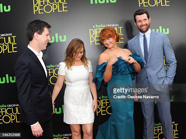 Actress Amy Poehler, creator Julie Klausner and actor Billy Eichner attend 'Difficult People' New York Premiere at The Metrograph on July 11, 2016 in...