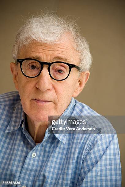 Woody Allen at the "Cafe Society" Press Conference at the Conrad Hotel on July 11, 2016 in New York City.