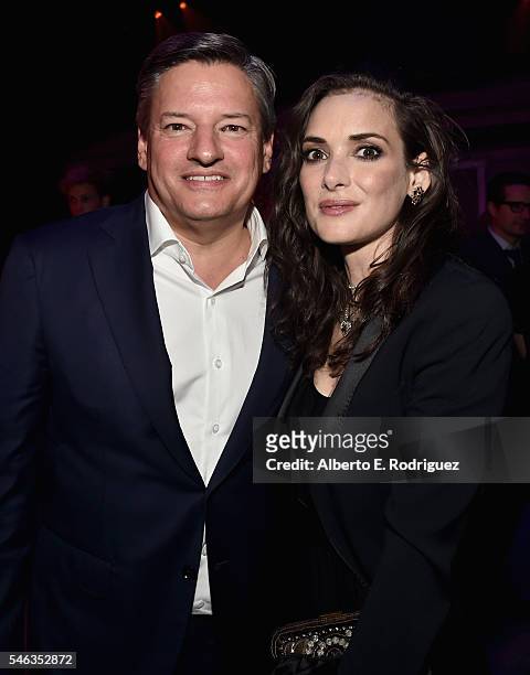 Chief Content Officer for Netflix Ted Sarandos and actress Winona Ryder attend the after party for the premiere of Netflix's "Stranger Things" at...