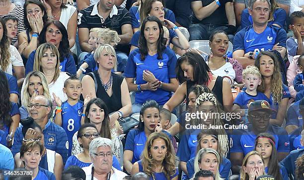 Ludivine Payet, Jennifer Giroud, Sephora Coman, Camille Sold attend the UEFA Euro 2016 final between Portugal and France at Stade de France on July...