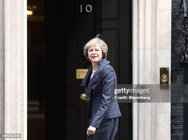 Theresa May, U.K. Home secretary, arrives for a cabinet meeting in 10 Downing Street in London, U.K., on Tuesday, July 12, 2016. Theresa May now has...