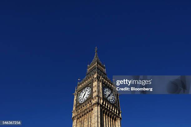 St Stephen's Tower, commonly known as Big Ben, stands as part of the Houses of Parliament, in London, U.K., on Tuesday, July 12, 2016. U.K. Home...