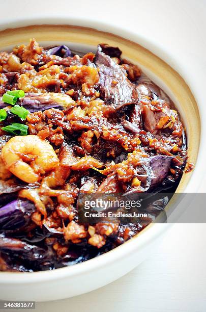 braise eggplant with pork mince,chinese,food - braise stock-fotos und bilder