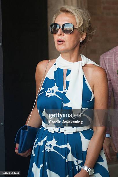 Dragana Ivanovic, mother of Ana Ivanovic leaves the wedding hall at Palazzo Cavalli after the celebration of Bastian Schweinsteiger and Ana Ivanovic...