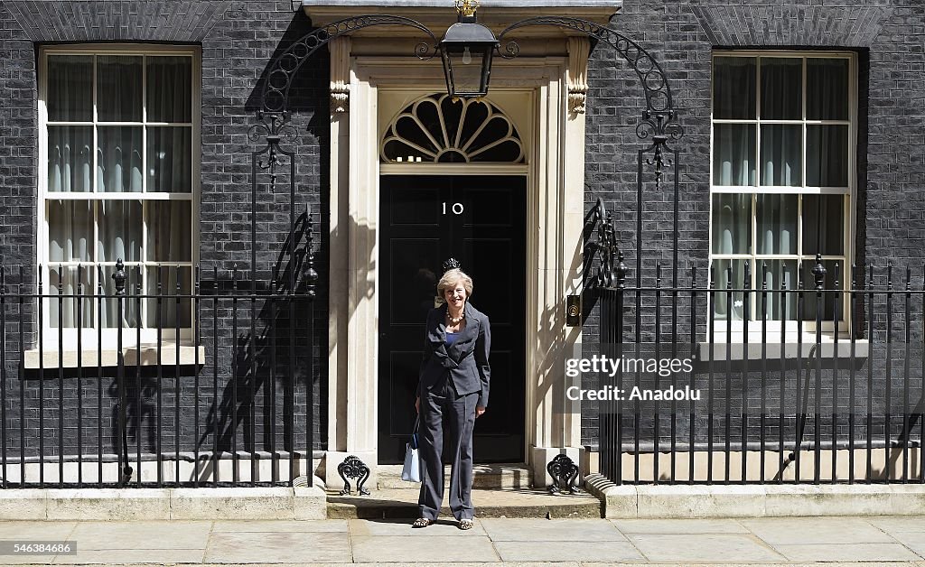 Theresa May departs from Cameron's cabinet meeting