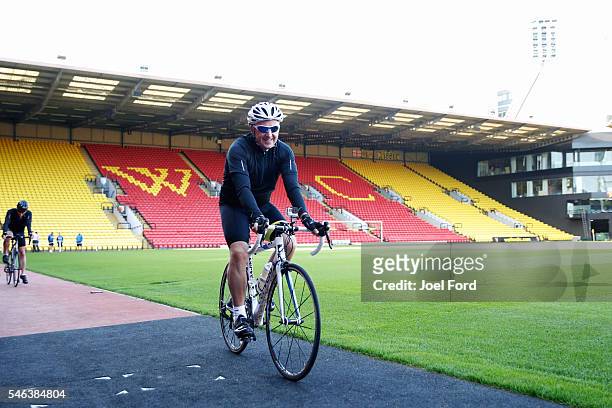 Referee Jon Moss at Vicarage Road Stadium, Watford during the Premier League Referees Charity Bike Ride on July 12, 2016 in London, England.