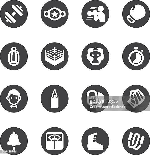 boxing circle silhouette icons | eps10 - boxing glove stock illustrations