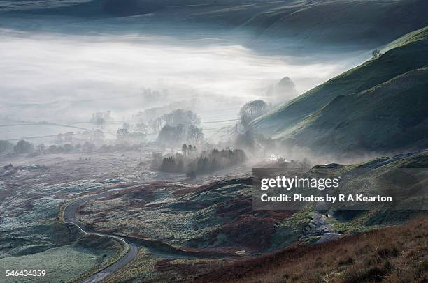 ethereal veil over the land, castleton, derbyshire - legends 2014 stock pictures, royalty-free photos & images