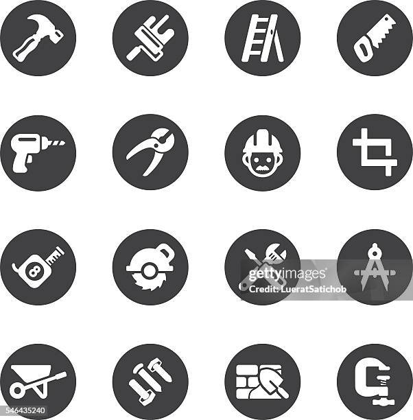 construction circle silhouette icons | eps10 - bathroom remodeling stock illustrations