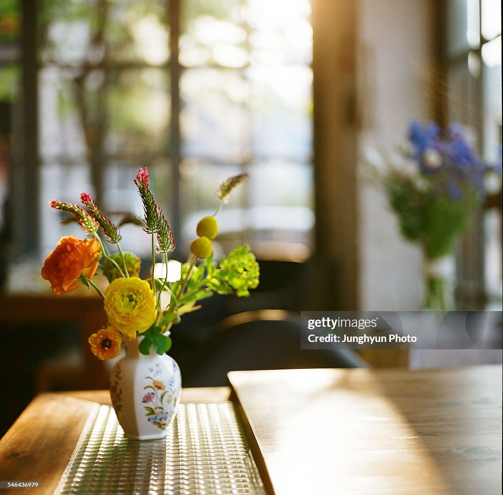 Ranunculus is on the table