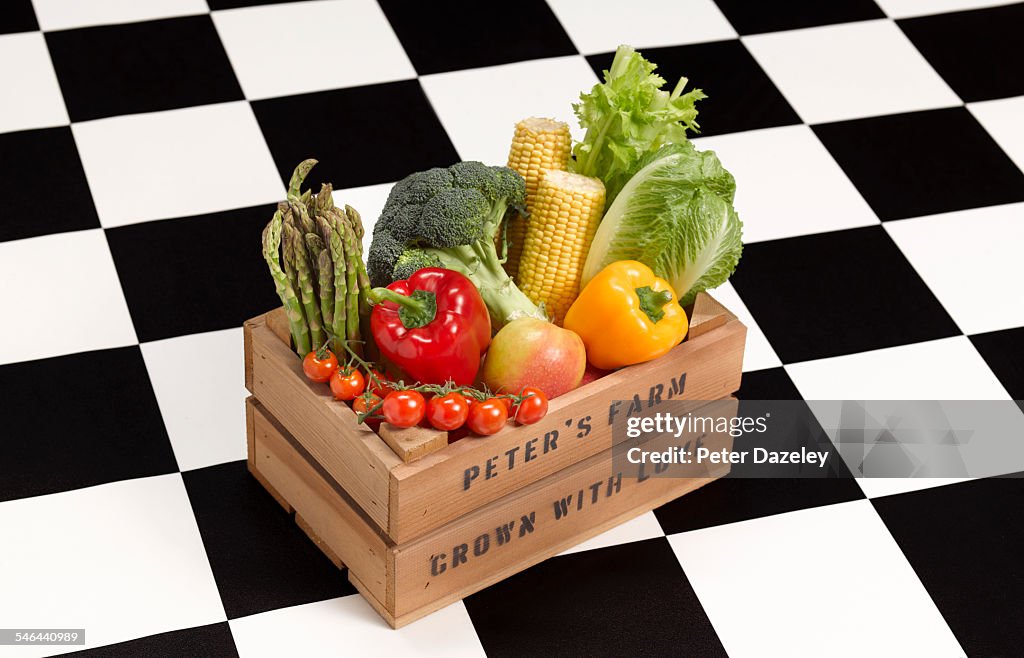 Veg box on kitchen floor