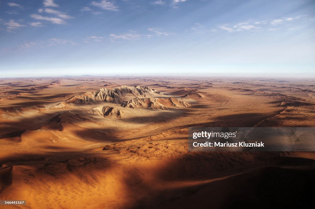 Namibian sand dunes view from plane