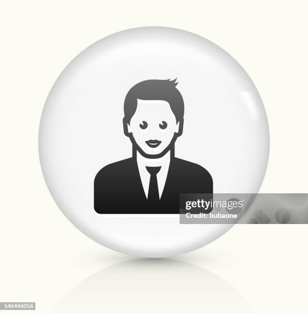 male face icon on white round vector button - beige suit stock illustrations